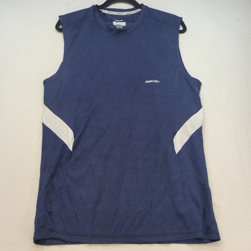 Reebok Tank Top Mens XXL Blue Athletic RBK Sleeveless Performance Mesh Shirt